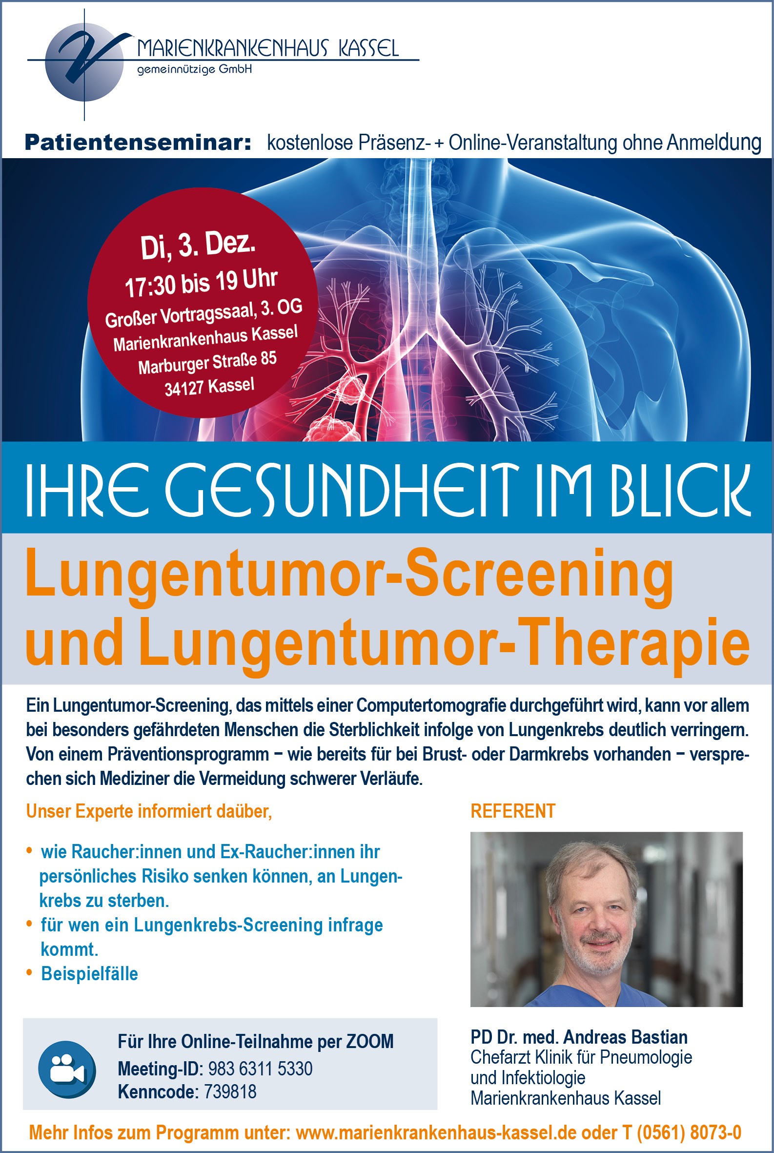 Lungentumor-Screening und Lungentumor-Therapie: 3. Dezember 2024